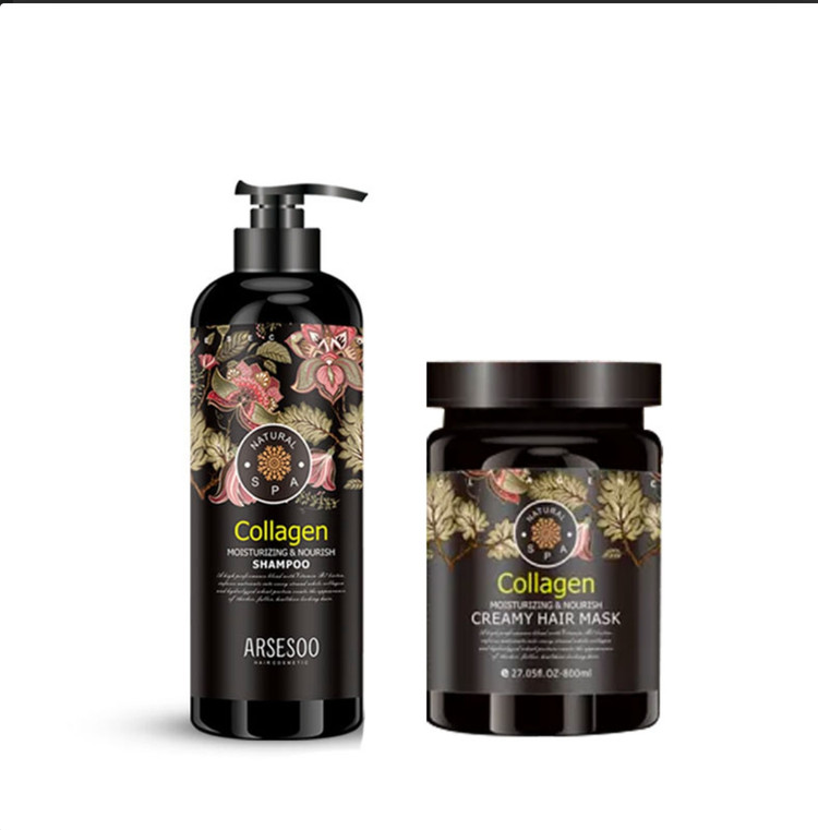 پک شامپو+ماسک مو نچرال اسپا CPS مدل COLLAGEN کلاژن بدون سولفات حجم900میلی لیتر اصل برزیل تاریخ انقضا طولانی